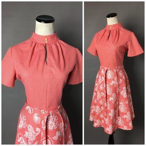 Coral/Peach Fit N Flare Dress